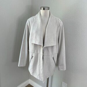 Torrid Womens Plus 4X Light Gray Faux‎ Suede Jacket Hook Closure Long Sleeve